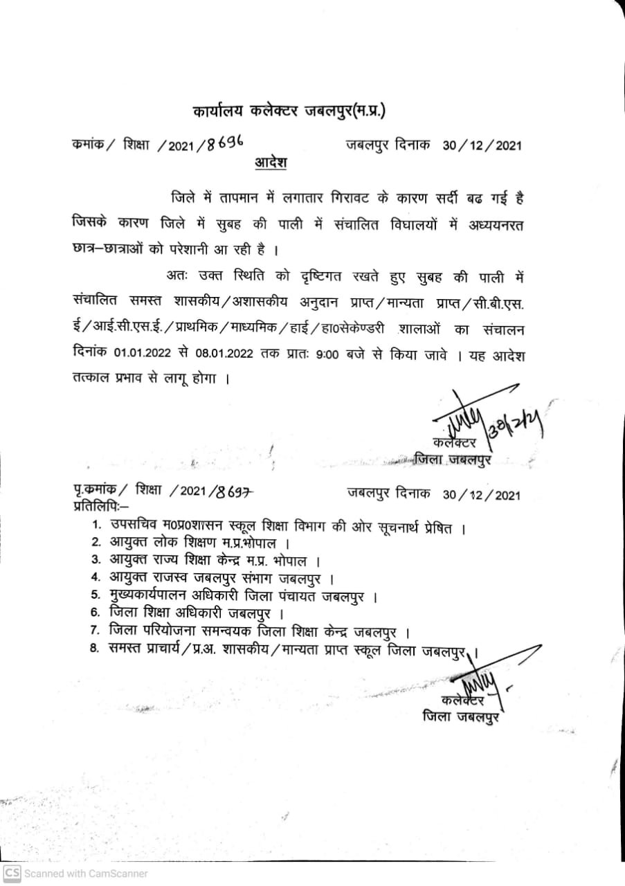 ठंडे को देखते हुए सुबह 9 बजे से लगेंगे शहर के स्कूलः 1 से 8 जनवरी तक के लिए कलेक्टर ने जारी किए आदेश 2 WhatsApp Image 2021 12 31 at 14.27.41