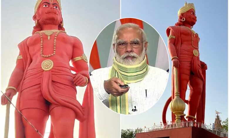 pm modi unveils 108 feet high statue of lord hanuman in morbi gujarat 1