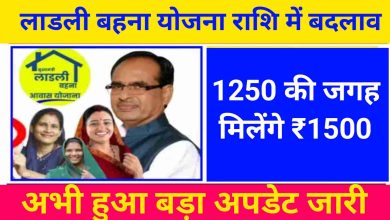 Ladli Bahna Yojna : लाड़ली बहनों की हुई मौज ,अब 1250 की जगह मिलेंगे 1500 रुपये  इस दिन आएगा पैसा फटाफट जाने पूरी डिटेल 