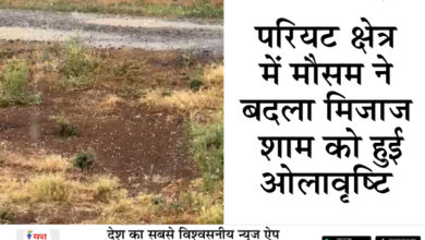 परियट क्षेत्र में मौसम ने बदला मिजाज, शाम को हुई ओलावृष्टि 6 11 1
