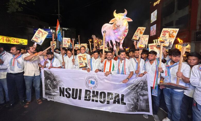 गौ माता को राष्ट्र पशु घोषित करने और छात्र संघ चुनाव बहाली की मांग पर एनएसयूआई का विशाल मशाल जुलूस 1 IMG 20260511 WA0079