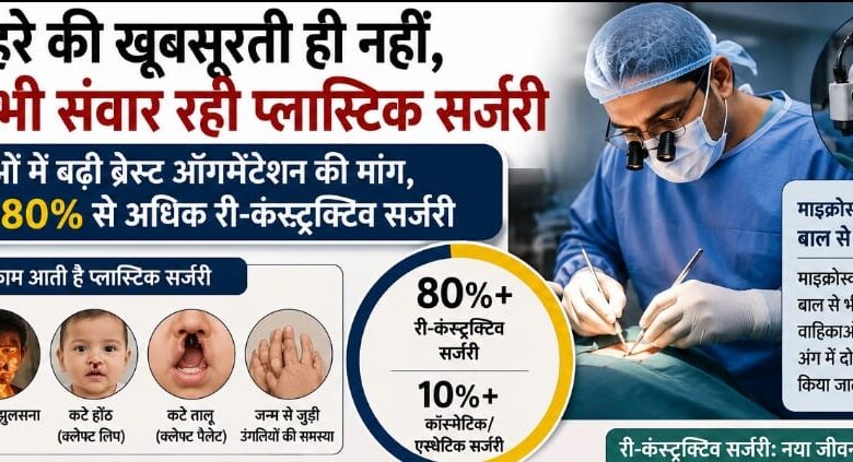 चेहरे की खूबसूरती ही नहीं, जिंदगी भी संवार रही प्लास्टिक सर्जरी महिलाओं में बढ़ी ब्रेस्ट ऑगमेंटेशन की मांग हमीदिया में 80% से अधिक री कंस्ट्रक्टिव सर्जरी 1 IMG 20260717 WA00071