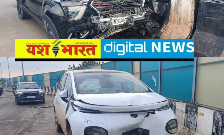 मिशन चौक ओवर ब्रिज के ऊपर हादसा, तेज रफ्तार कारों की जोरदार टक्कर, पुलिस मौके पर 1 IMG 20260730 181144