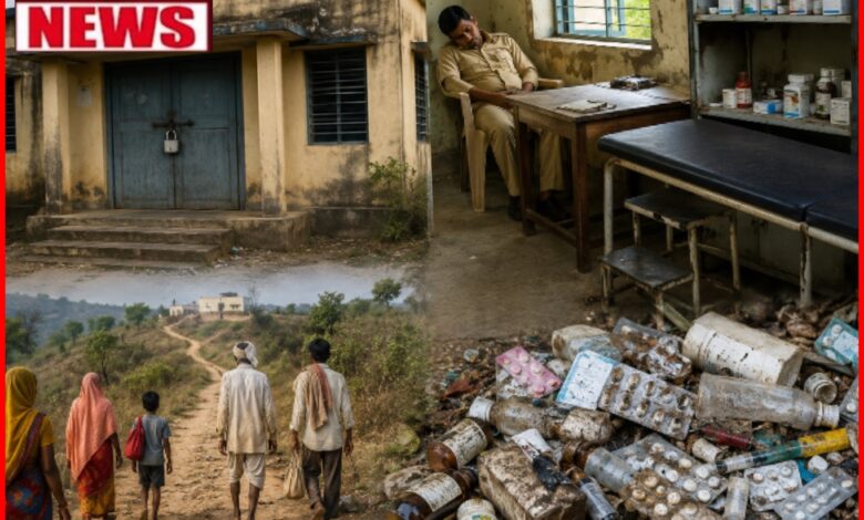 अस्पताल में ताला... बाहर मौत का सामान! : दवाए खाक, अधिकारी बेबाक , खुले में पड़ी एक्सपायरी दवाएं, कई उप स्वास्थ्य केंद्र चपरासी के भरोसे संचालित... पढ़े पूरा सच बेहिचक 1 InCollage 20260719 085452975