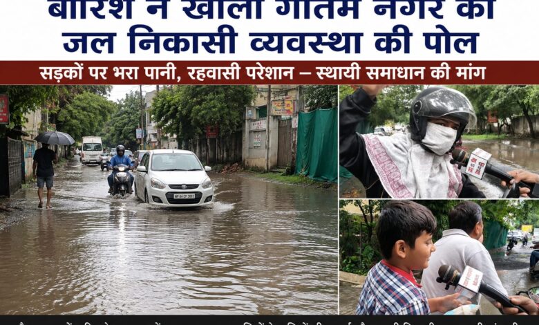 बारिश ने खोली गौतम नगर की जल निकासी व्यवस्था की पोल, सड़कों पर भरा पानी जलभराव और कीचड़ से रहवासी परेशान, बोले बारिश होते ही हर बार बन जाती है यही स्थिति स्थायी समाधान की मांग 1 IMG 20260810 WA0020 1