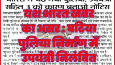 यश भारत खबर का असर : लापरवाही पर गिरी गाज: घटिया पुलिया निर्माण में उपयंत्री निलंबित 4 InCollage 20260917 141706070