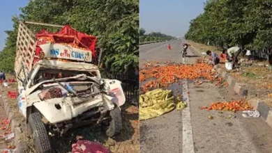 खड़े हाइवा में घुसा टमाटर से भरा पिकअप, सड़क पर बिखरे टमाटर तो मची लूट 4 20261023125531 EMs5s1Mu