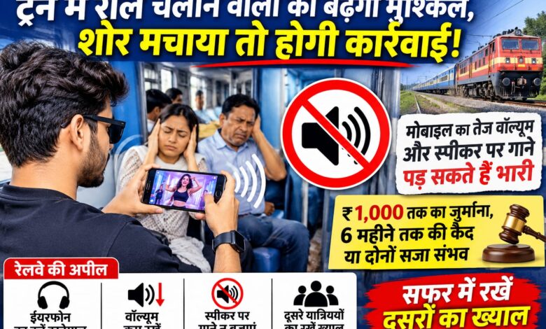 ट्रेन में रील चलाने वालों की बढ़ेगी मुश्किल, शोर मचाया तो होगी कार्रवाई , मोबाइल का तेज वॉल्यूम और स्पीकर पर गाने पड़ सकते हैं भारी 1 IMG 20261029 WA0094