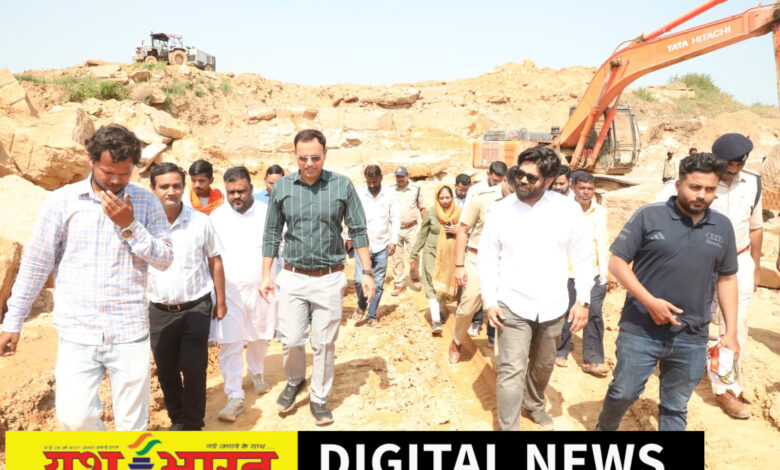 फरसी पत्थर उद्योग को नई ऊंचाइयों पर ले जाने की पहल, कलेक्टर ने खदानों का किया निरीक्षण,खदान संचालकों से संवाद 1 IMG 20261009 185729