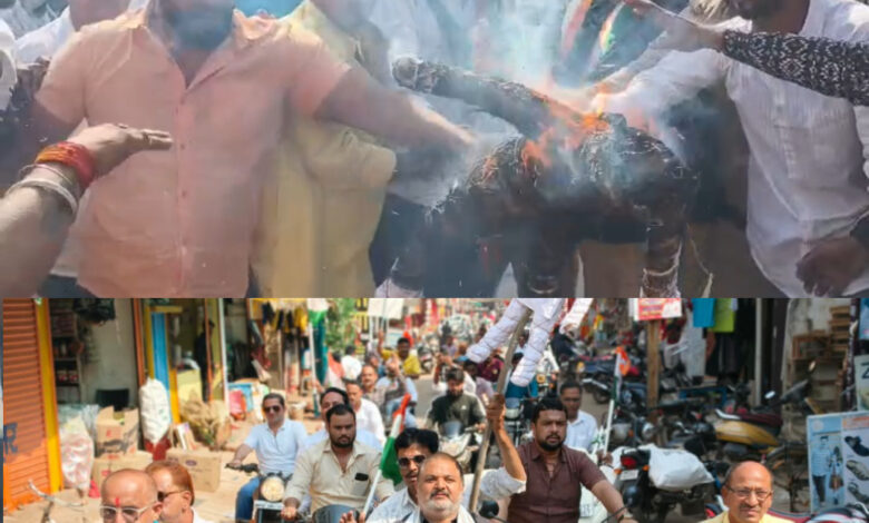 वोट चोरी के खिलाफ कटनी में ब्लॉक अध्यक्षों का जोरदार हल्ला बोल, विशाल बाइक रैली निकालकर मुख्य चुनाव आयुक्त का पुतला दहन 1 IMG 20261021 182415